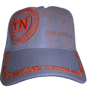 Tennessee TN Ball Cap, Solid Gray, Orange Embroidery, Strapback, Trucker Hat